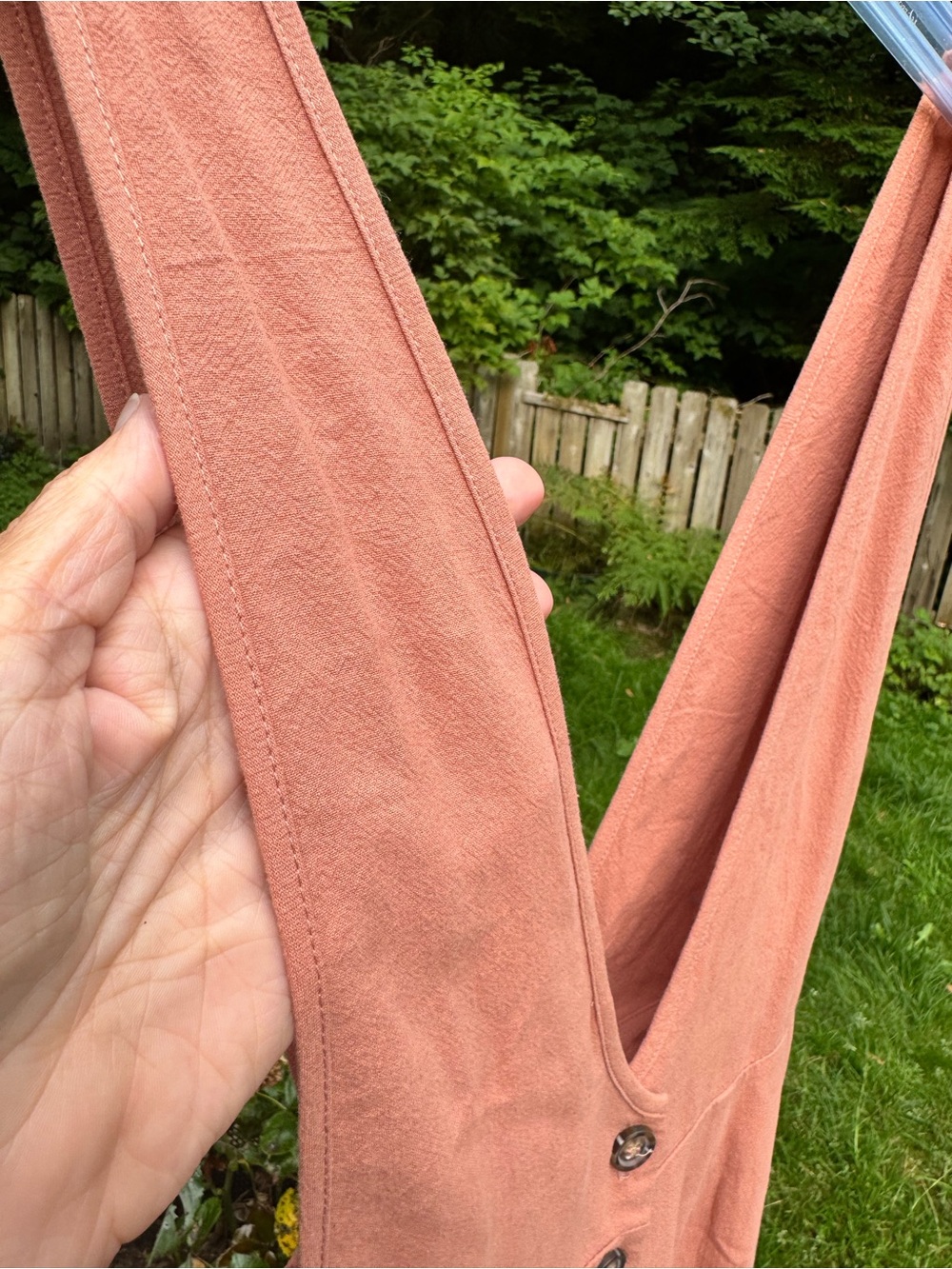 Sienna Sky Coral Orange Button-Front Wide-Leg Jumpsuit 100% Cotton - Picture 3 of 8